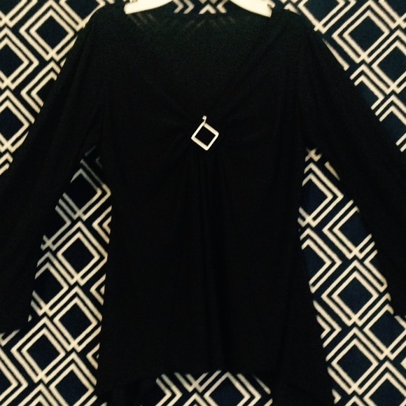 Worn O N C E bat wing black blouse - Picture 1 of 3